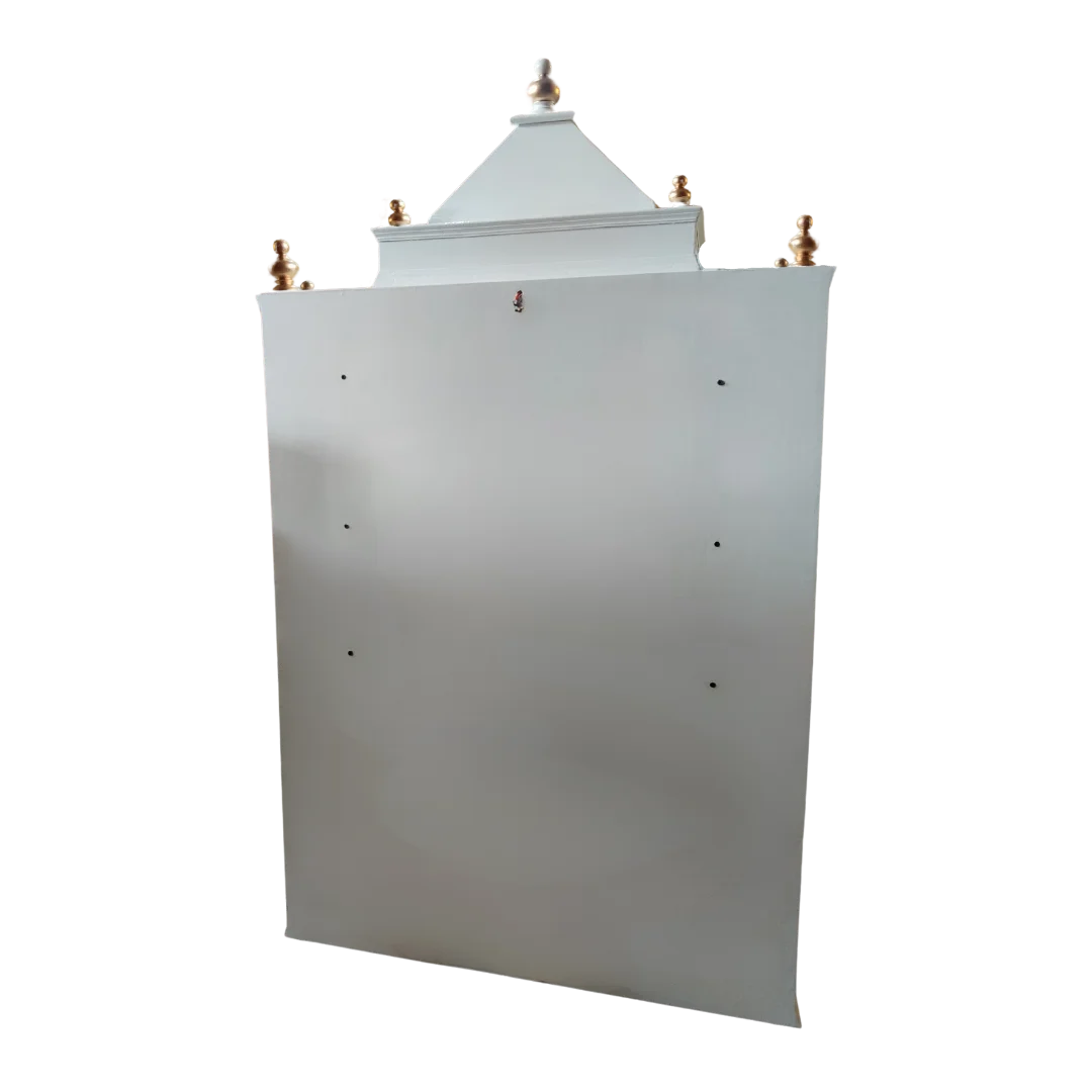 Shivansh Teak Wood Pooja Mandir White Back View