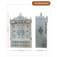 Shivansh Teak Wood Pooja Mandir White  Dimensions