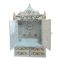 Shivansh Teak Wood Pooja Mandir White Open Doors
