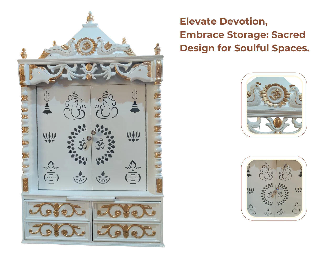 Shivansh Teak Wood Pooja Mandir White  Product showcase image