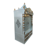 Shivansh Teak Wood Pooja Mandir White Side View