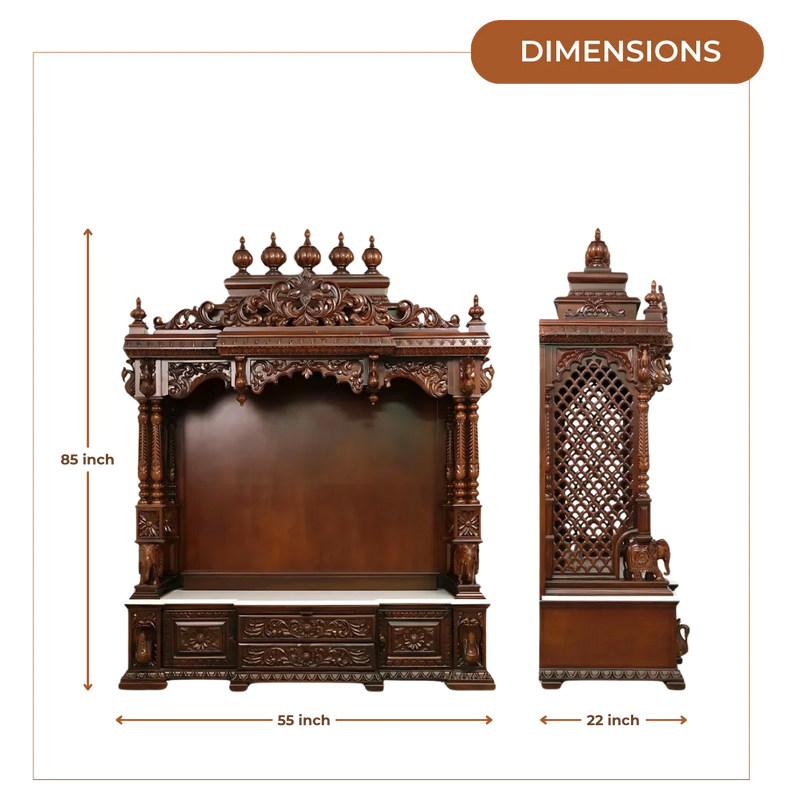 Shivaya Teak Wood Mandap (Brown) dimensions