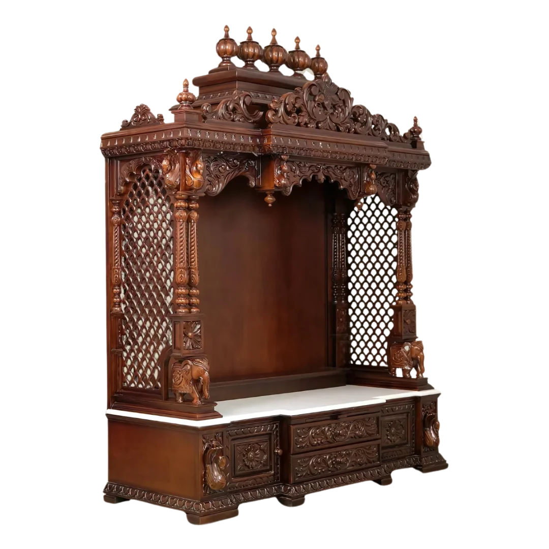 Shivaya Teak Wood Mandap (Brown) side angle 