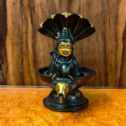 Shivling Idol with Lord Shiva Face and Nandi Base lifestyle view