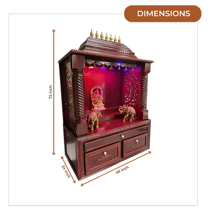 Shobha Teak Wood Mandap (Cherry) dimensions