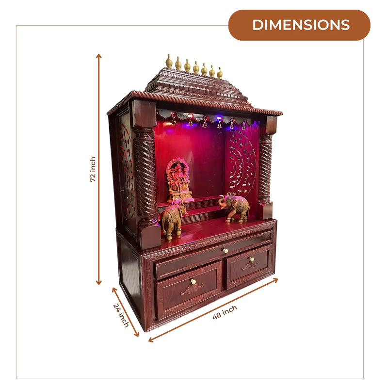 Shobha Teak Wood Mandap (Cherry) dimensions