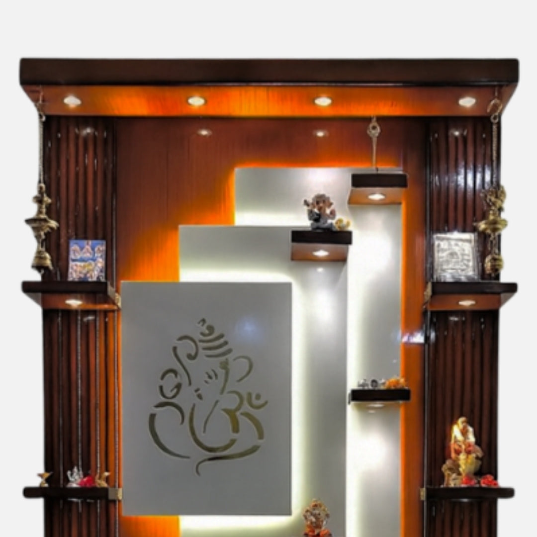 Shoolini Teak Wood Mandap (Brown)close view
