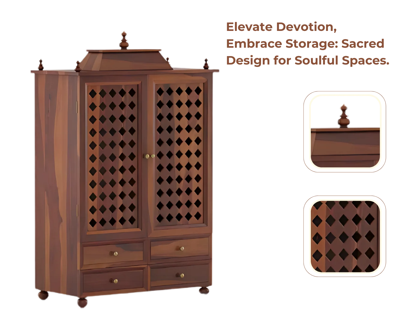 Showcase of Aarvith Teak Wood Pooja Mandap with Door (Teak)