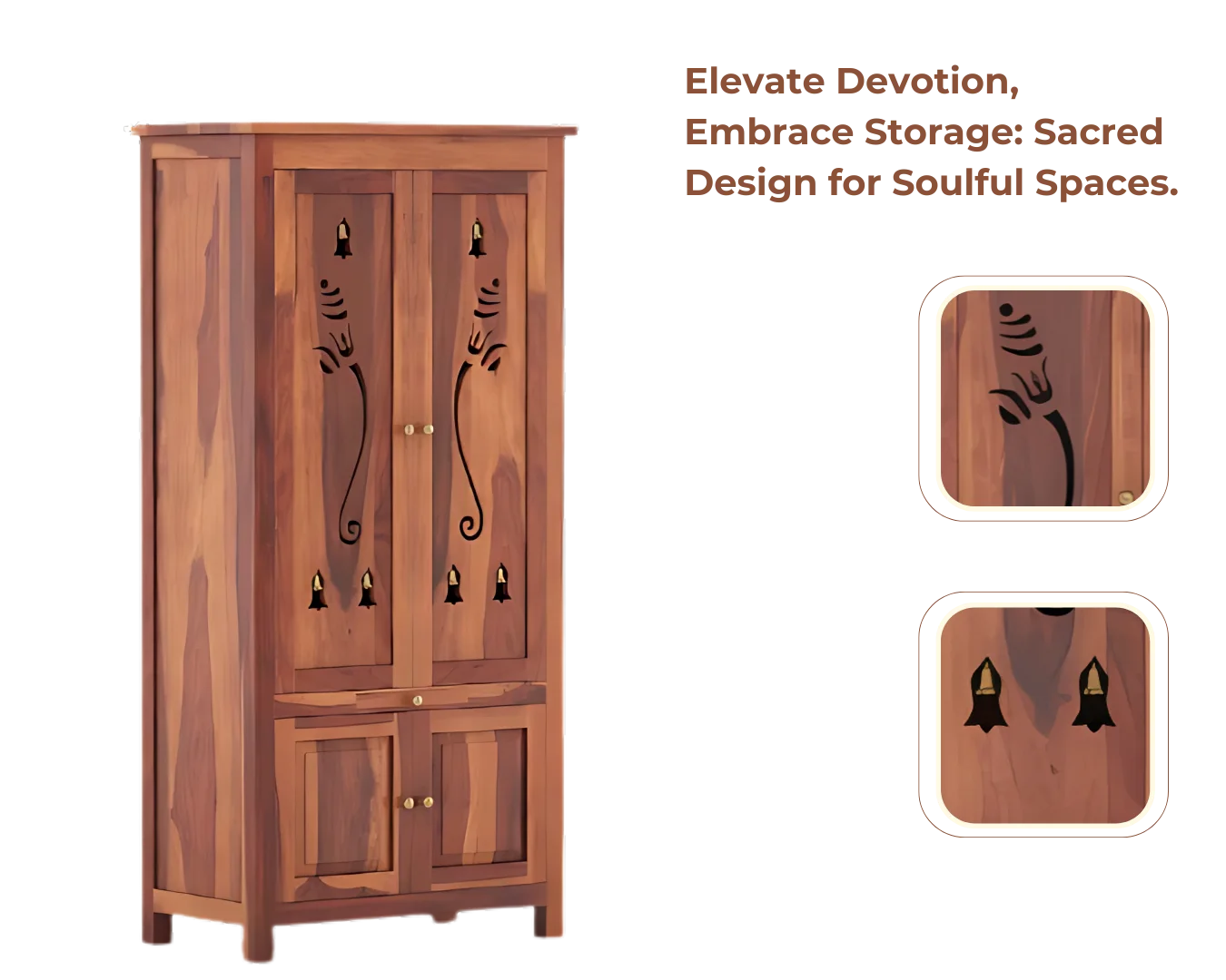 Showcase of Devansh Teak Wood Pooja Mandap with Door (Teak)