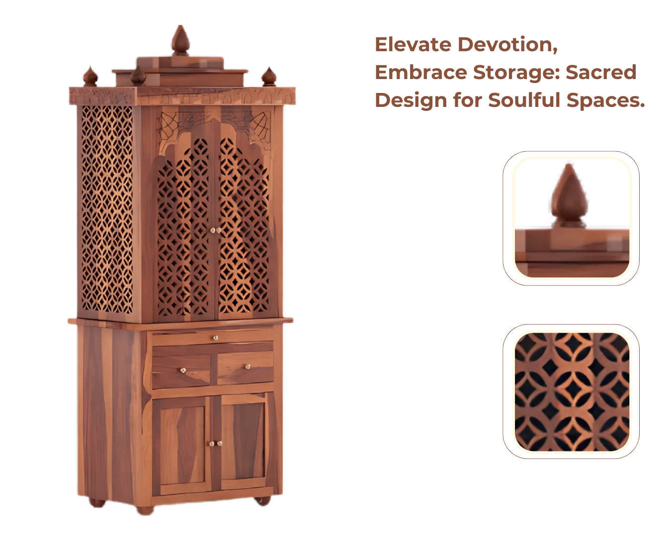  Showcase of Namrah Teak Wood Pooja Mandap with Door (Teak)