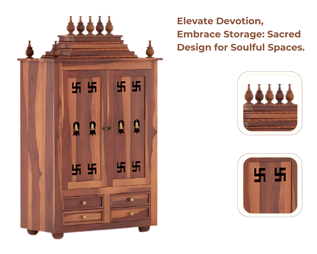 Showcase of Shreom Teak Wood Pooja Mandap With Door (Teak)
