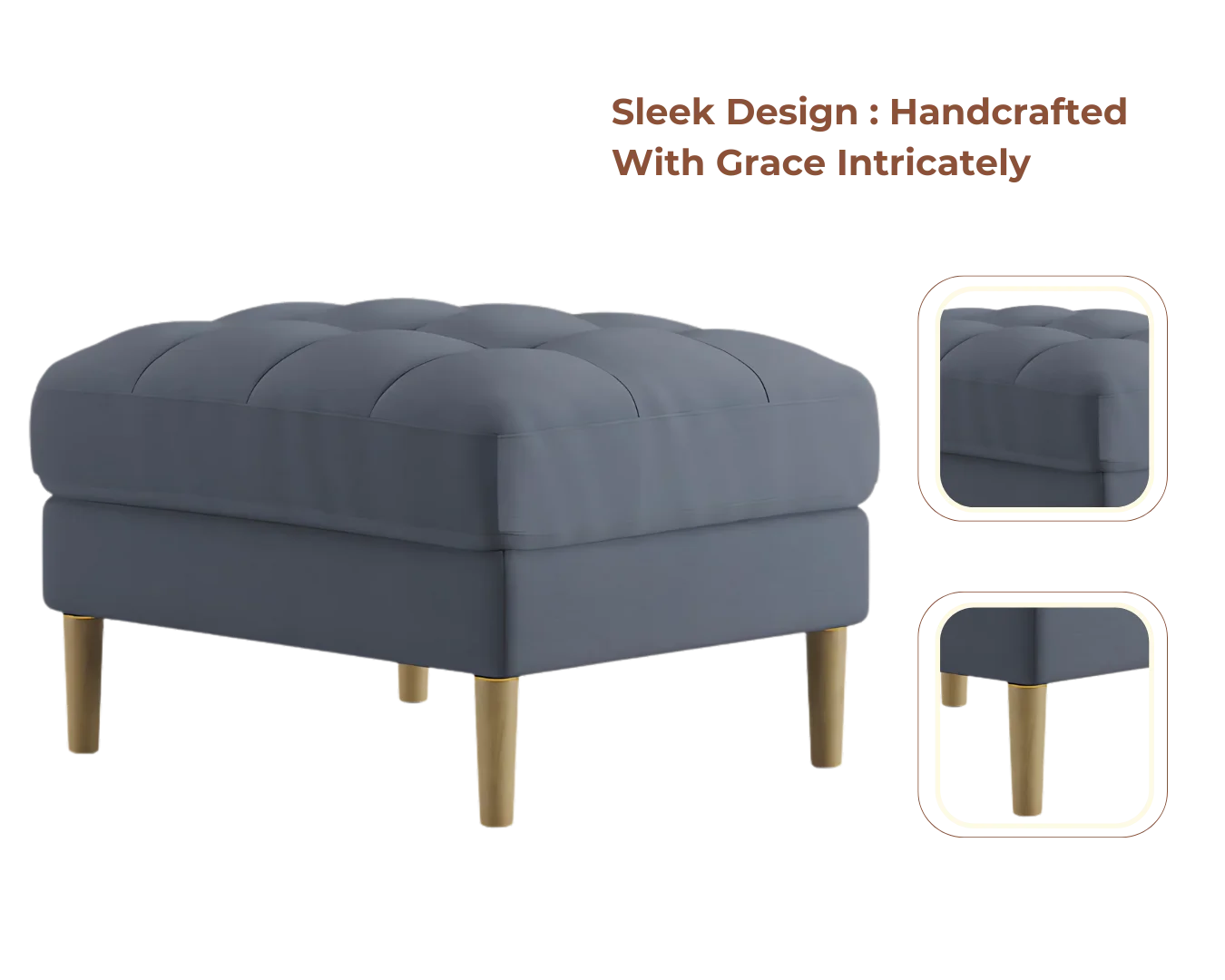Loft Teak Wood Ottoman Stool (Spruce Blue)