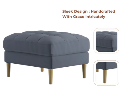Loft Teak Wood Ottoman Stool (Spruce Blue)
