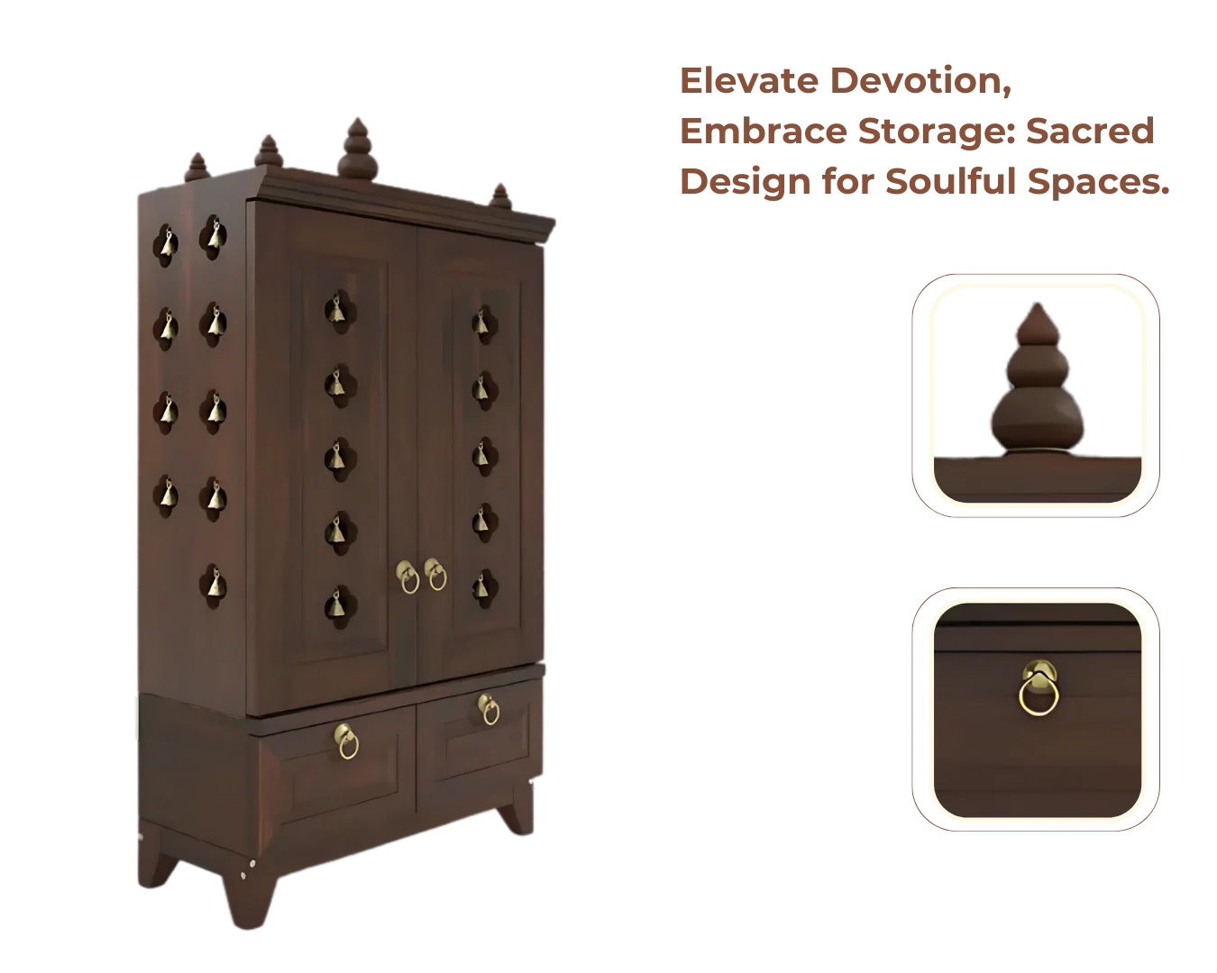 Showcase of Eshvara Teak Wood Pooja Mandap with Door (Wenge)
