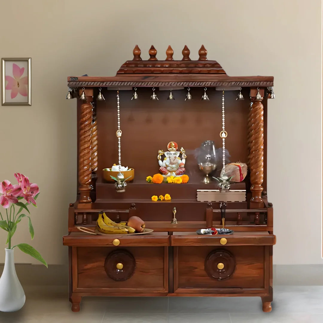 Shraddha Sheesham Wood Mandir (Brown) Lifestyel view