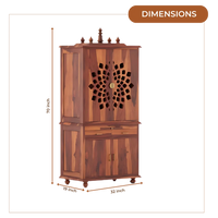 Shrayana Teak Wood Pooja Mandap with Door (Teak) Dimensions