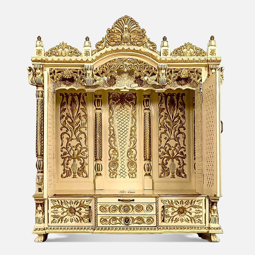 Shreejyoti Teak Wood Mandap (Gold) front view 