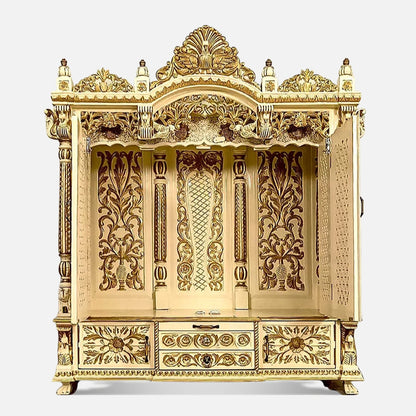 Shreejyoti Teak Wood Mandap (Gold) front view 