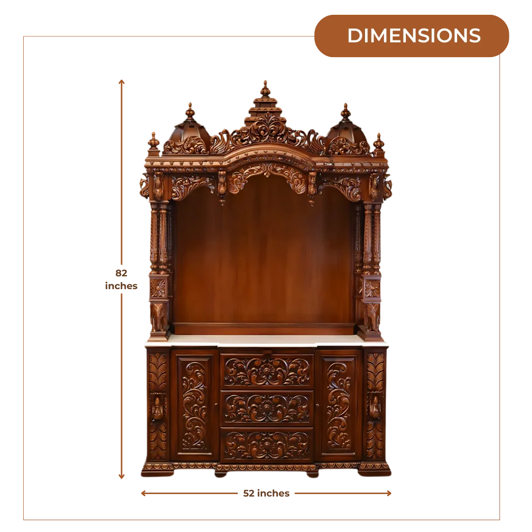 Shridham Teak Wood Mandap (Brown) dimensions