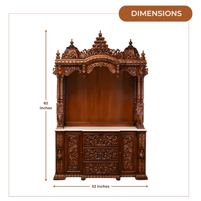 Shridham Teak Wood Mandap (Brown) dimensions