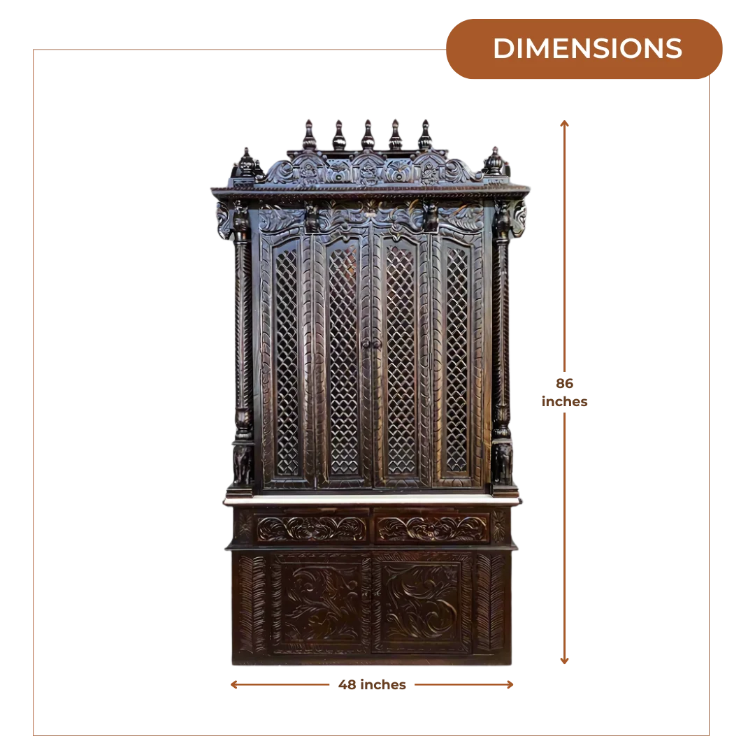 Shrivanta Sheesham Wood Mandap (Brown) Dimensions 