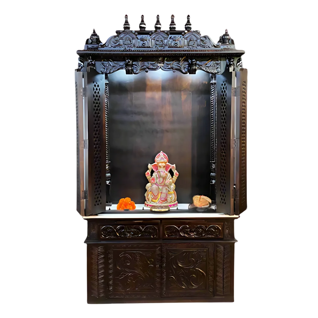 Shrivanta Sheesham Wood Mandap (Brown) Open Door Front view