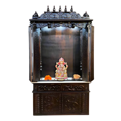 Shrivanta Sheesham Wood Mandap (Brown) Open Door Front view