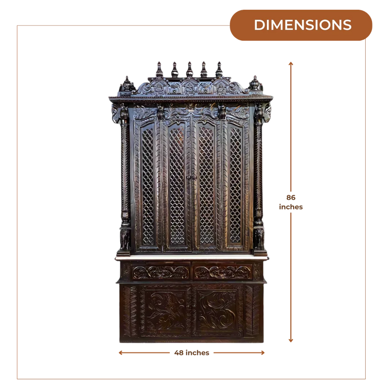 Shrivanta Teak Wood Mandap (Brown) Dimensions 