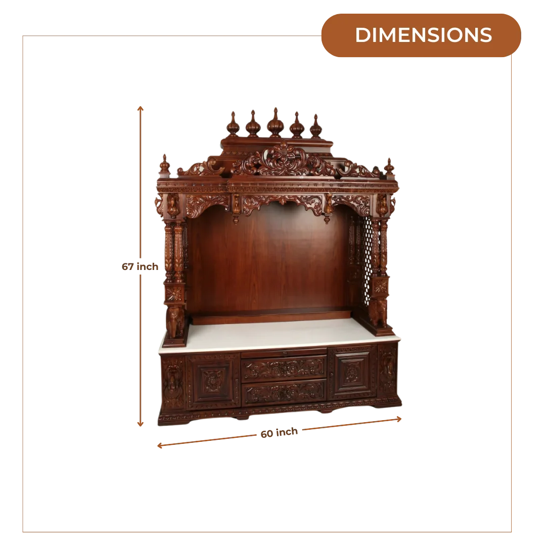 Shrivatsa Teak Wood Mandap (Brown) Dimensions