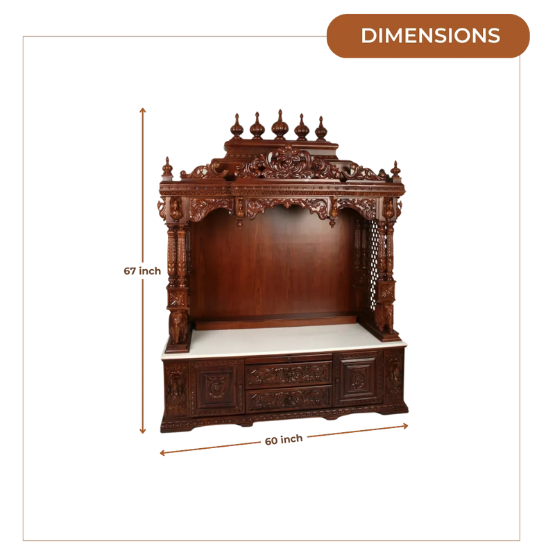 Shrivatsa Teak Wood Mandap (Brown) Dimensions