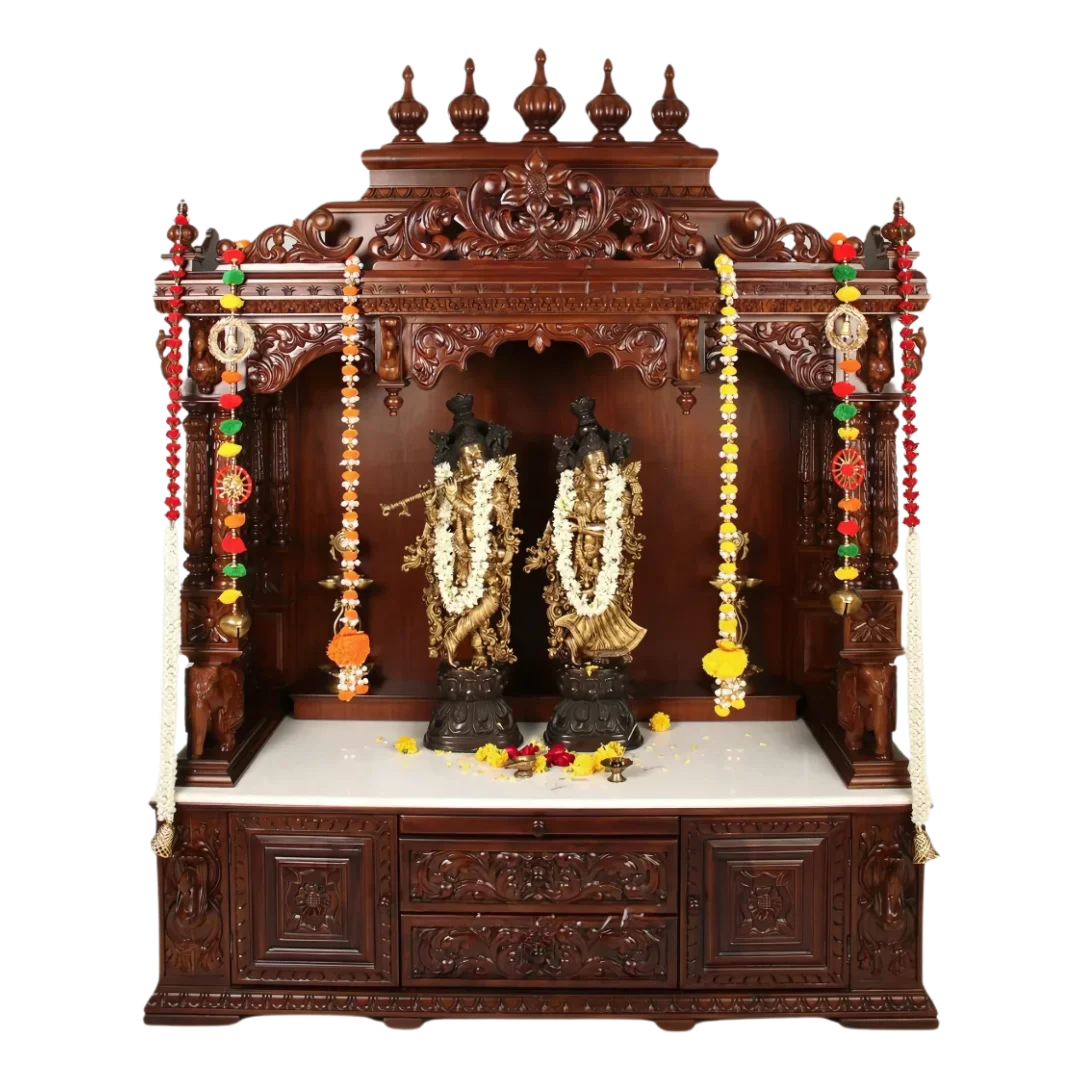 Shrivatsa Teak Wood Mandap (Brown) Front view