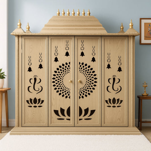 Shriyantra Teak Wood Mandap (Cream) lifestyle view