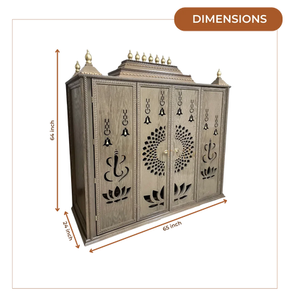 Shriyantra Teak Wood Mandir (Cream) dimensions