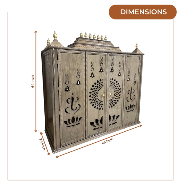 Shriyantra Teak Wood Mandir (Cream) dimensions