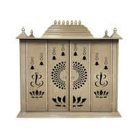 Shriyantra Teak Wood Mandir (Cream) front view