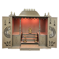 Shriyantra Teak Wood Mandir (Cream) open door view