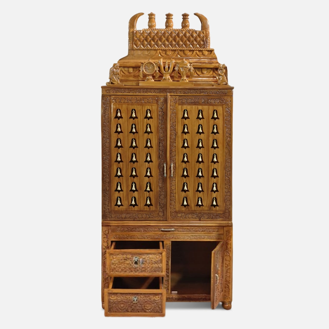 Shruti Teak Wood Mandap (Teak) Open door front view 
