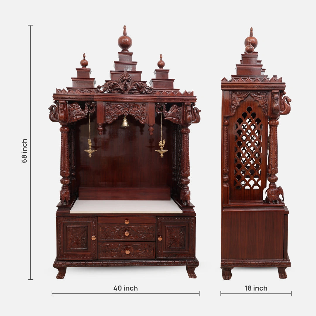 Shubhalaya Teak Wood Mandir (Brown) dimensions 