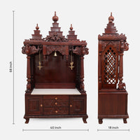 Shubhalaya Teak Wood Mandir (Brown) dimensions 