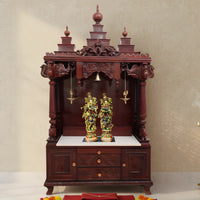 Shubhalaya Teak Wood Mandir (Brown) lifestyle view 