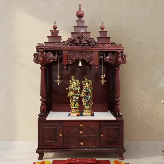 Shubhalaya Teak Wood Mandir (Brown) lifestyle view 