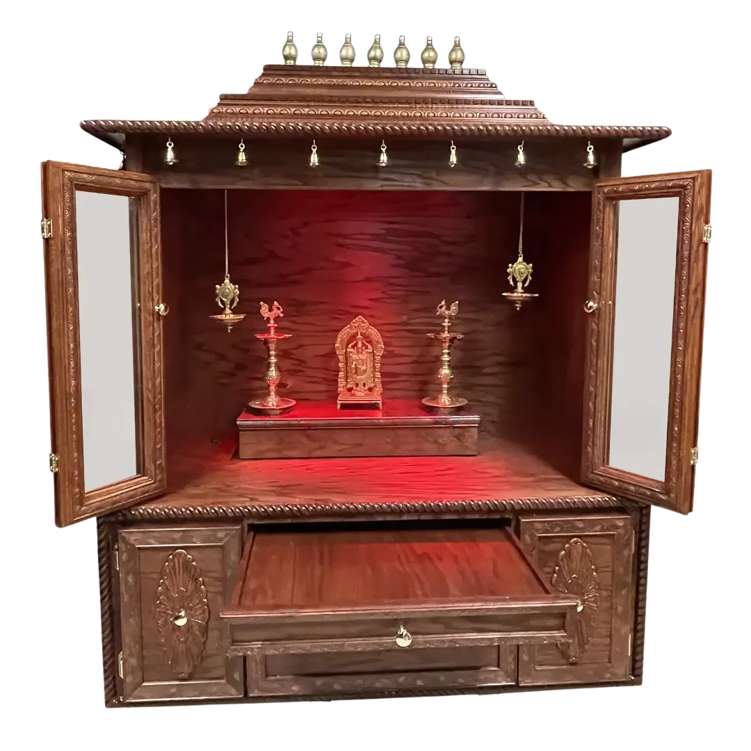 Shubhkamna-Teak-Wood-Mandap-Brown-open-door-view