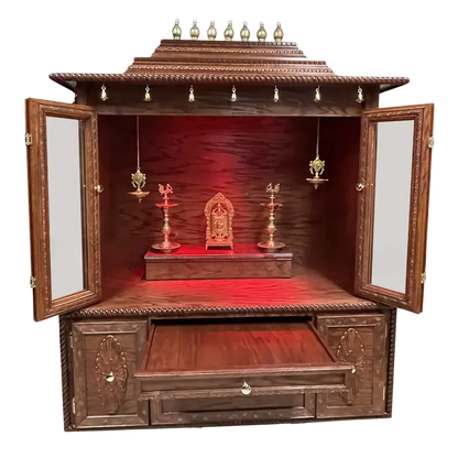 Shubhkamna-Teak-Wood-Mandap-Brown-open-door-view