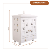 Shubhra Dham Pooja Mandir with Door (White) Dimensions