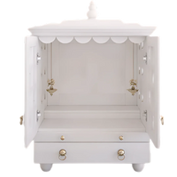 Shubhra Dham Pooja Mandir with Door (White) open door front view