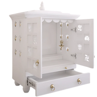 Shubhra Dham Pooja Mandir with Door (White) side angle