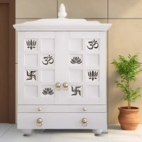 Shubhra Dham Pooja Mandir with Door (White) Lifestyle image