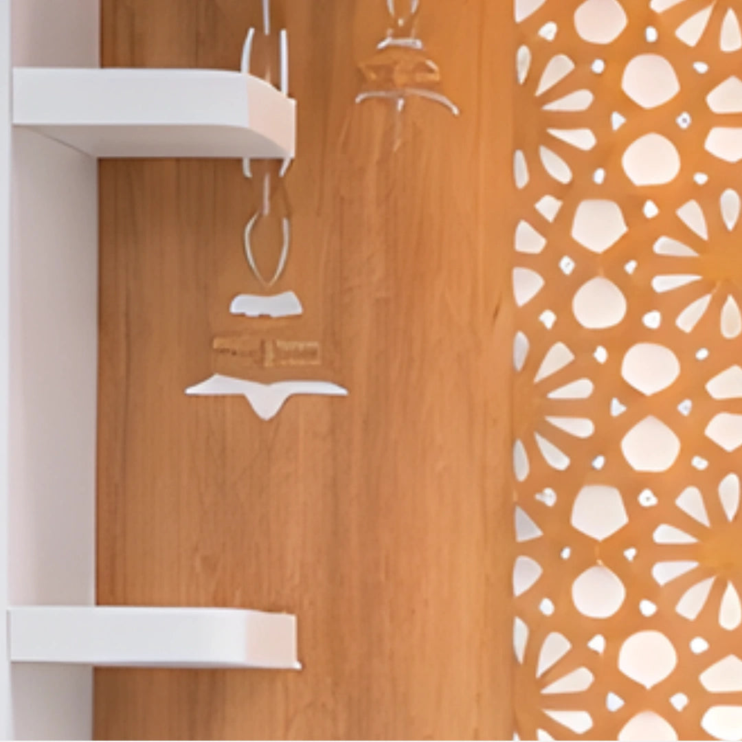 Shubhranshi Wooden Corain Mandir (White) jalli design
