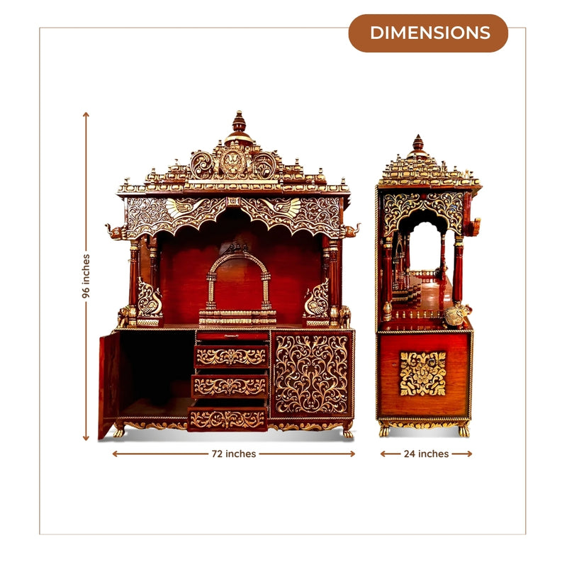  Shuddhika Teak Wood Mandap (Cherry Gold)  dimensions 