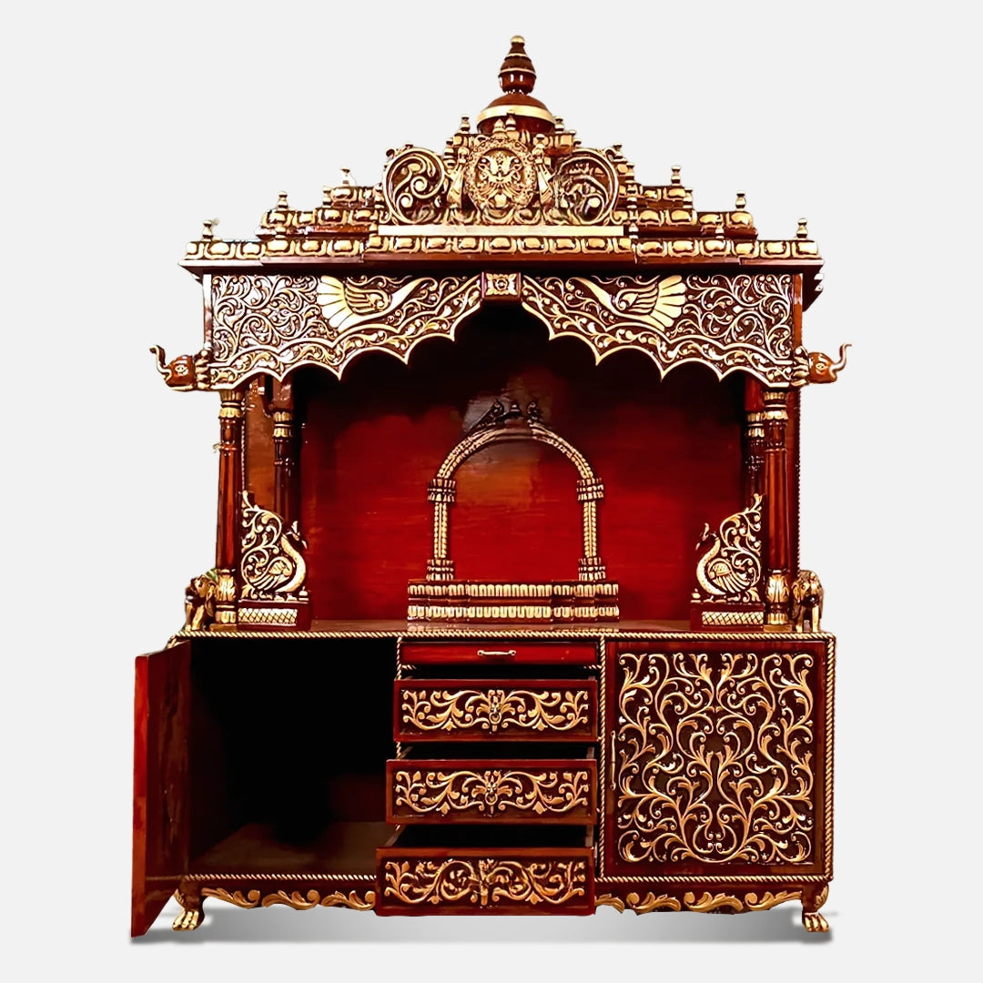 Shuddhika Teak Wood Mandap (Cherry Gold) front view